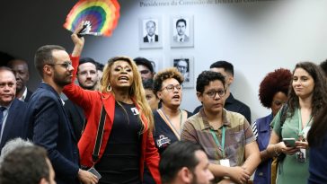 Protesto da suplente de deputada federal por Brasília, Ruth Venceremos na comissão que aprovou o fim do casamento Homoafetivo (Foto: Lula Marques/ Agência Brasil)